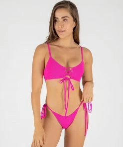 ONEONESWIMWEAR SWIM Abby Top Fuchsia Crinkle