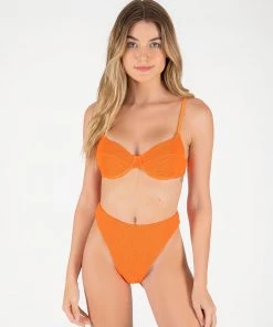 ONEONESWIMWEAR SWIM Taylor Bottom Tangerine Crinkle