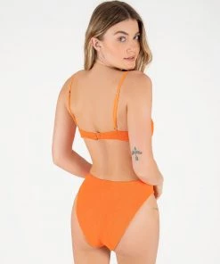 ONEONESWIMWEAR SWIM Taylor Bottom Tangerine Crinkle
